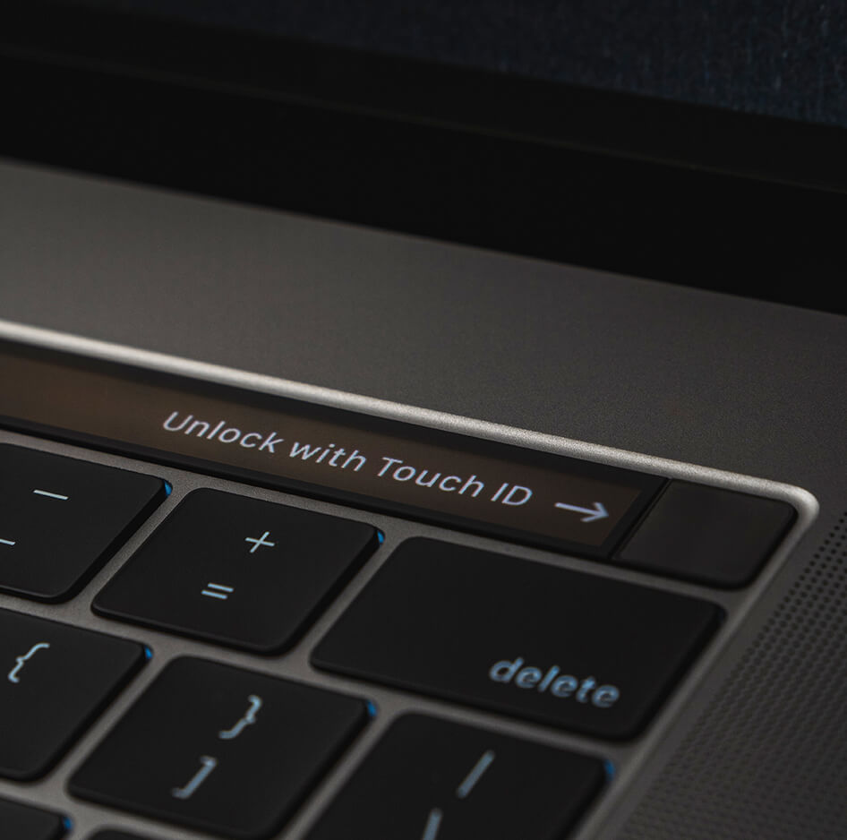 Close up of a MacBook laptop keyboard